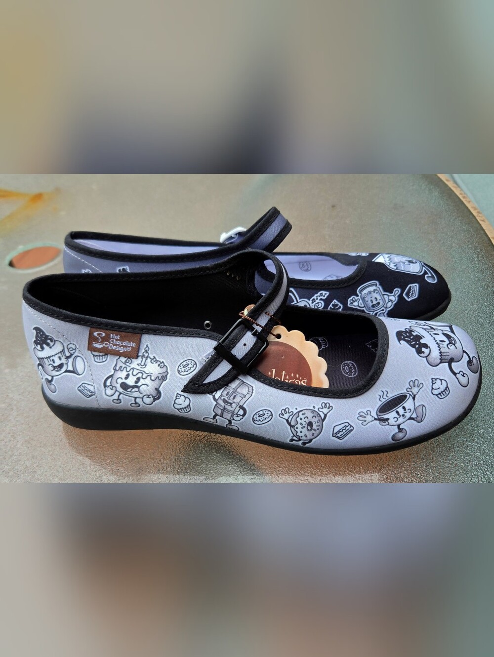 Hot Chocolate Design Chocolaticas Cartoon Mary Jane Flats Size 38 / 7.5 New - Picture 4 of 9